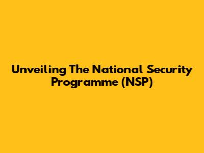 Unveiling The National Security Programme (NSP)